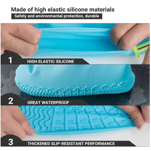 Cubiertas de zapatos de cremallera impermeables de silicona reutilizables