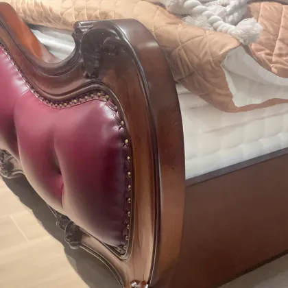 Purple Upholstered Princess Royal Crown Leather Bed