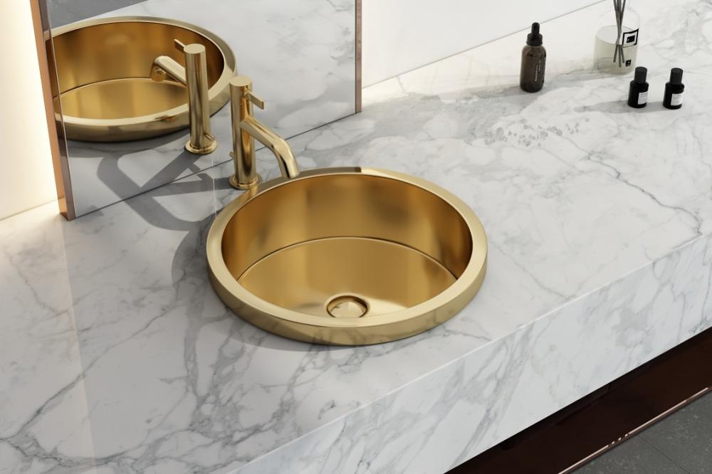 Handmade Round Gold Bathroom Sink