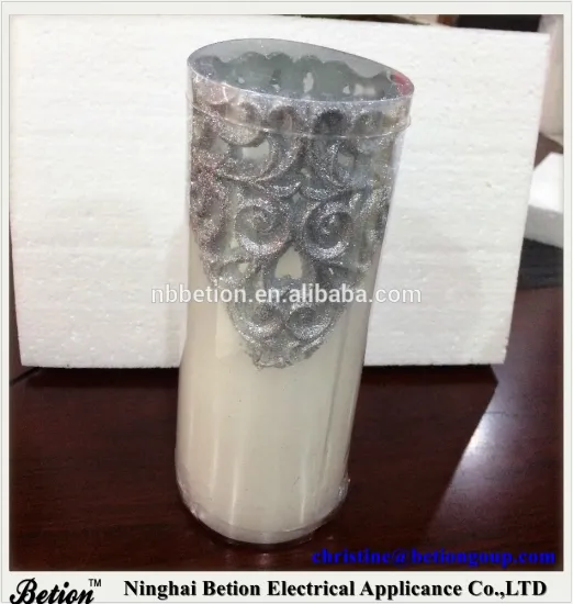 LED Flameless Candles LED carved real wax candle with glitter led paraffin wax candle led glitter candles