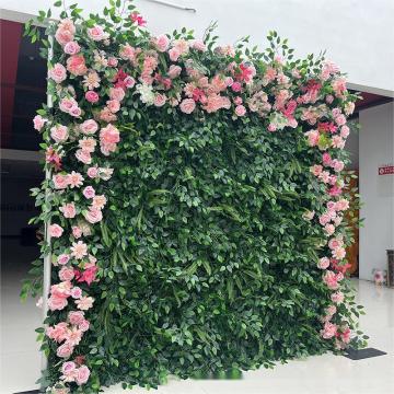 Décoration de scène de mariage en gros avec des plantes vertes artificielles en backdrop