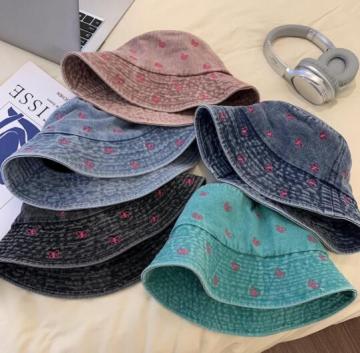 Custom Denim Bucket Hats with Sun Protection and Butterfly Embroidery for Fashion