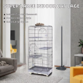 AIBIKE Metal Cat Cage Powder Coated Quadrate Pet Enclosure Plastic Tray Push-Up Closure Indoor Outdoor