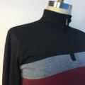 Men's Plain Striped Half-zipper Pullover Turtleneck Sweater