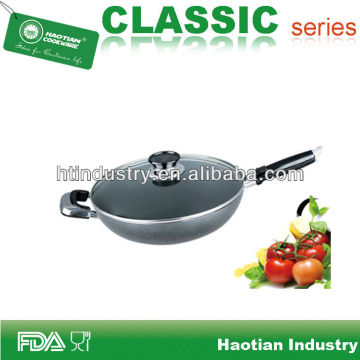 Aluminum non stick wok with glass lid