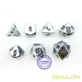 Bescon Super Shiny Gloss Silver Metal 7pcs Polyhedral Dice Set, Chrome Metal RPG Game Dice 7pcs Set