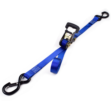 1-1/16" 1500kgs 28mm Mini Rubber Handle Buckle Ratchet Car Lashing Belt Straps With 1.5T S Hooks Safety Latch