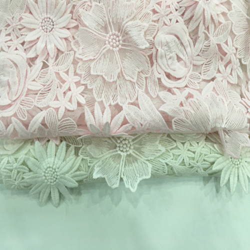 Milky Yarn 3D Handmade Flower Embroidery Fabric
