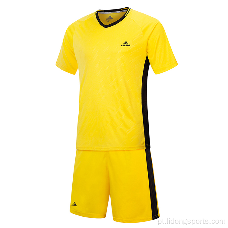Conjunto de camisa de futebol simples do pescoço redondo personalizado do atacado