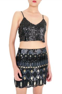 Party Black Sequin Girls Skirt