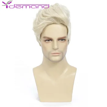 Y Demand Wholesale Synthetic Blonde Wigs Short Side Bang Wig Full Replacement Hair Daily Wigs Handsome Young Men Hairs