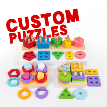 Montessori Wooden Sensory Rainbow Stacking Blocks for Kids