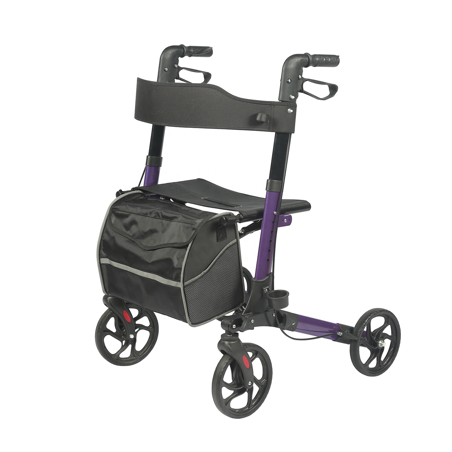 Aluminum Rollator Walker with Seat and Wheels, Lightweight & Foldable, Rolling Walker Supports 300Lbs for Seniors TRA01