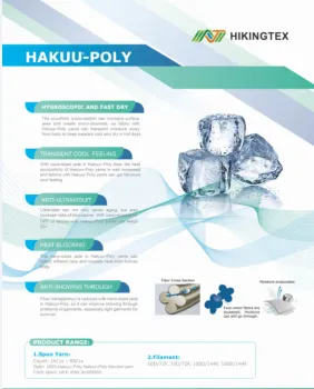 Moisture wicking Cool feeling anti-UV polyester yarn Hakuu-Poly