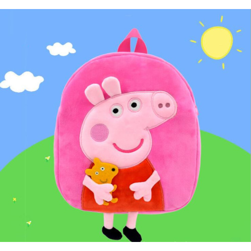 Dessin animé cochon en peluche cartable jouet broderie sac à dos