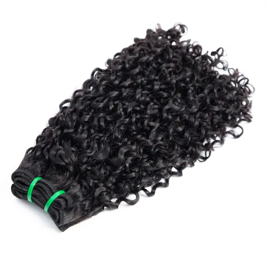 100% Human Hair Extension Unprocessed Double Drawn Brazilian Virgin Human Hair Weft Extension  Curly Pixie Curl