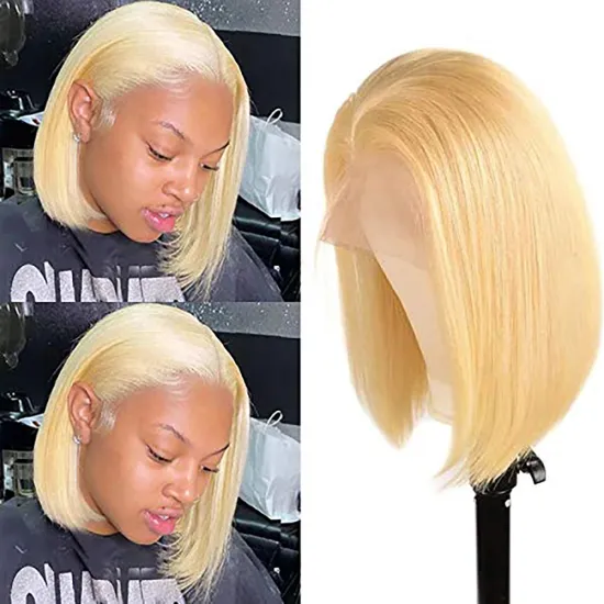Brazilian straight hair Remy human hair blond 613 lace front swing wig short bob pre-pull 100% natural Brazilian wig wholesale
