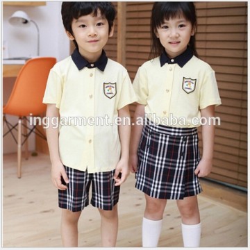 School Uniform Kid's Short Sleeve Shirt with Contrast Collar