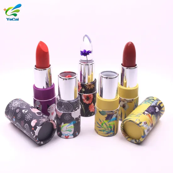 MOQ=500pcs custom eco-friendly round cosmetic packaging box paper lip balm tube