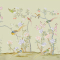 Bird Elegant beige hand-painted wallpaper