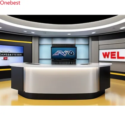 LED Light Studio Desk for TV News Broadcast Reception Counter