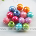 Sparking solid round faceted acrylic beads with AB color plating