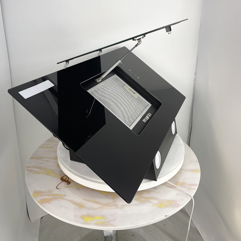 Kitchen Chimney Big Suction Power 90cm Wall Mounted Black Tempered Glass Touch Switch Auto-Clean Range Hood
