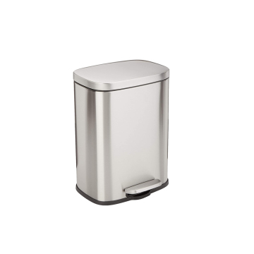 Brushed Stainless Steel Smudge Resistant Trash Can with Foot Pedal