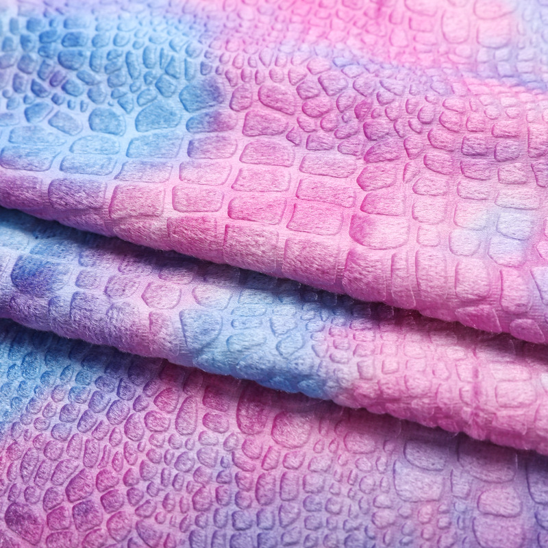 embossed short plush crocodile pattern super soft fabric