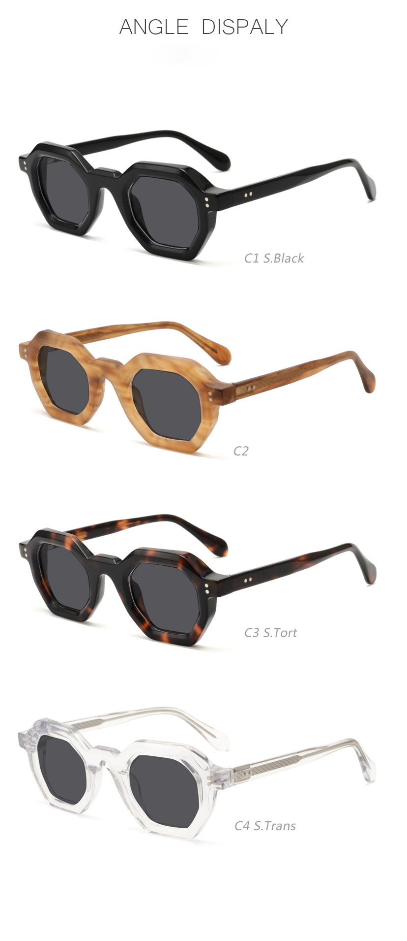 Geometric Hexagon Acetate Sun eyeglasses