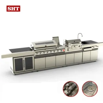 Refrigerator Sink Grill Barbecue Outdoor Kitchen BBQ Gas Grill with Trash Can