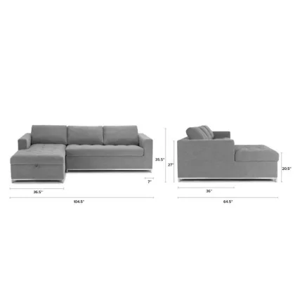 Soma Dawn Gray Left Sectional Sofa Bed