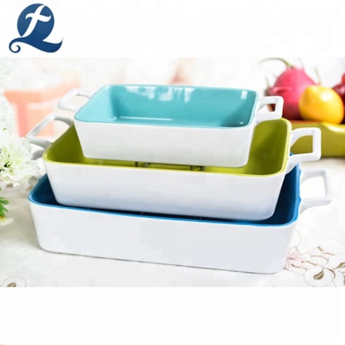 Low Price Ceramic Bakeware Bread Tray With Handle