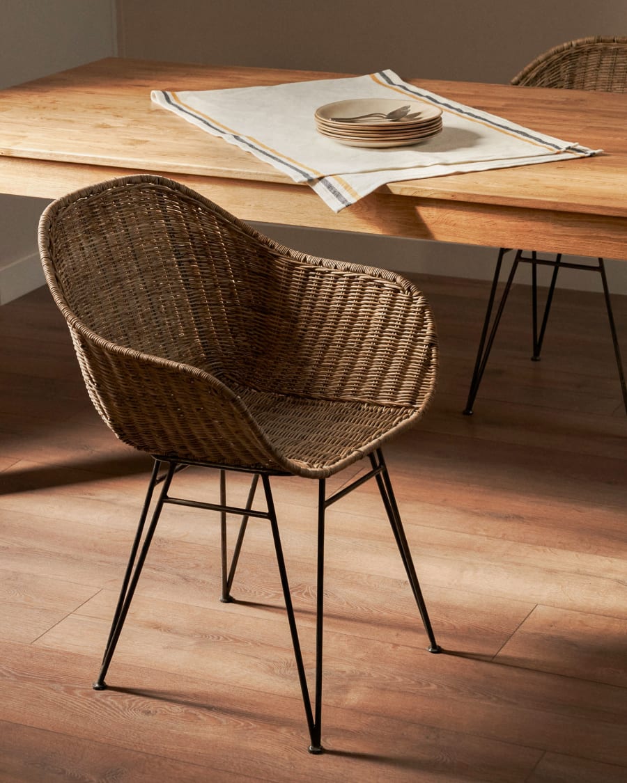 Rattan and Iron Basin Chair for Balcony Comfort