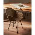 Rattan and Iron Basin Chair for Balcony Comfort