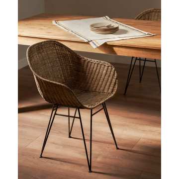 Rattan and Iron Basin Chair for Balcony Comfort