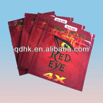 herbal incense packaging 3-side sealed zip locked bag