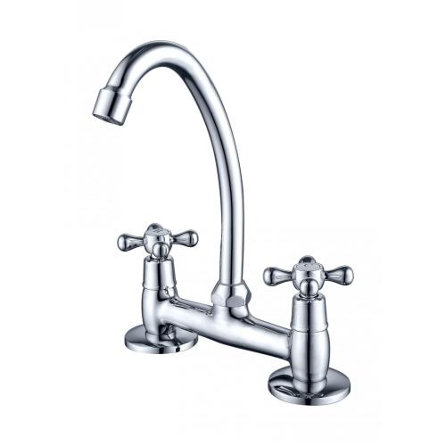 Silver Single Hole Dual Handle Faucet Bathroom Basin Kitchen Faucet Sink Mixer Water Tap Factory