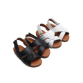 Kids Black Sandals Summer Real Leather Kids Flips Flops Supplier