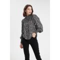 Mulheres Plain Rayon Blouse de manga comprida camisa de túnica