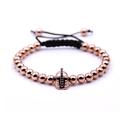 Black Knight Helmet Hollow Copper Bracelet With 6MM Round Beads