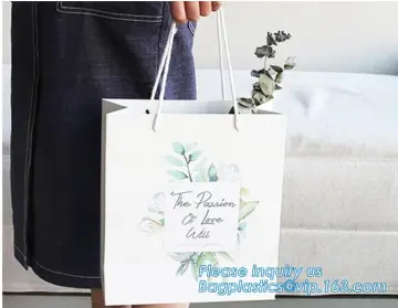 paper gift bag for wedding with ribbon handle, Lamination Gift Shopping Art paper bag With Bow Tie Closure, Matt Finish Paper Gi