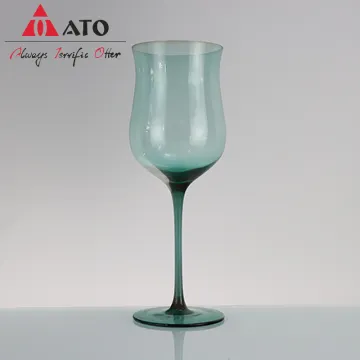 ATO long stem green glass wine glass goblet