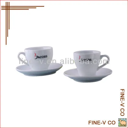 Jacobs coffee cup and saucer, porcelain material, accept customized logo printing