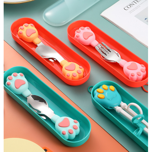 Silicone Baby Fork κουτάλι σε θήκη μεταφοράς