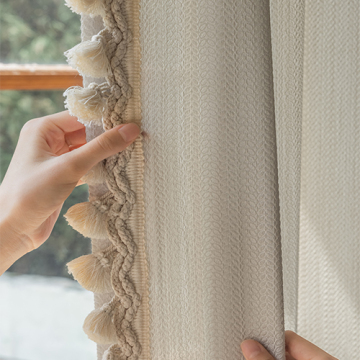 Home Indoor French Retro Thickened Tassel Jacquard Curtain