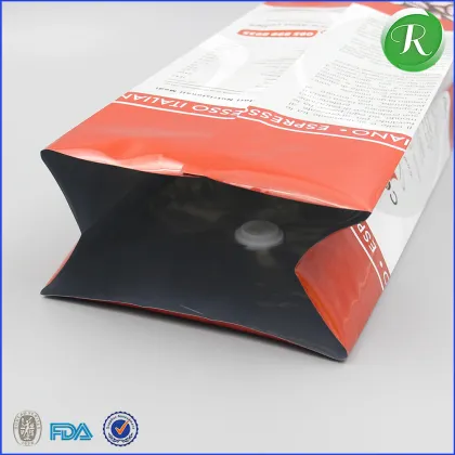Food Grade Customize Printing Four Side Sealed Aluminium Foil Coffee Packaging Bag With Air Valve