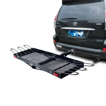 High Quality Hitch Mount Cargo Carrier for 3 Bikes with Rack and Luggage Basket
