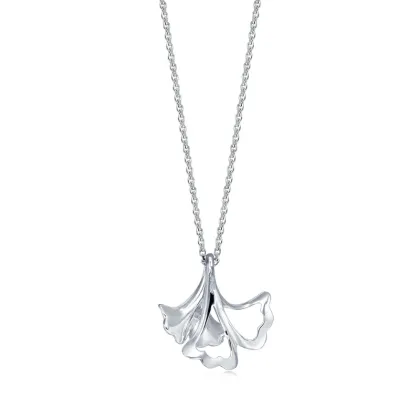 Elegant Ginkgo Leaf Pendant Necklace in PT950 Platinum