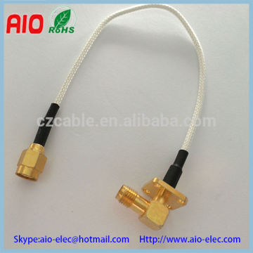 right angle SMA female with square plate flange to straight SMA male RF coaxial extended adaptor cable for CCTV or Antenna,RG174